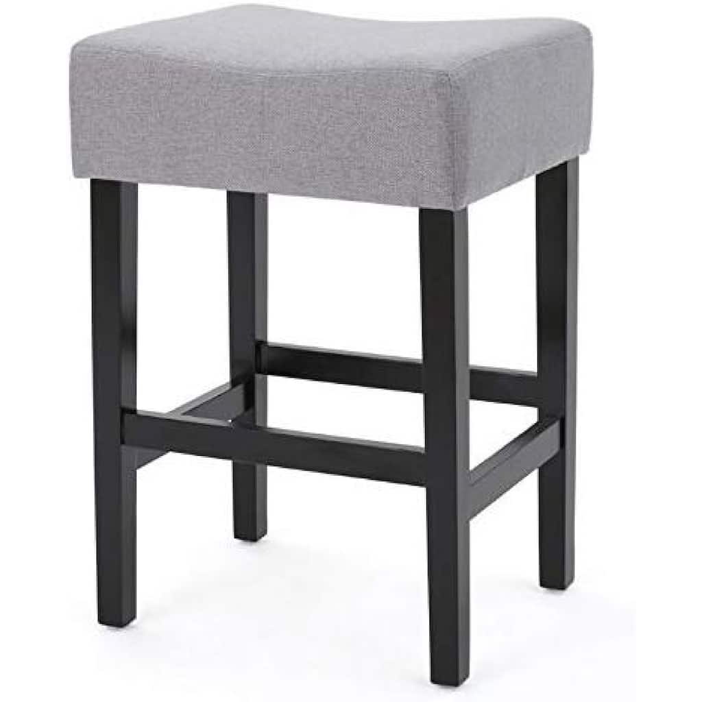 Seya Counter Stool Set of 2, Gray Waterproof Cushioned Seat, Black