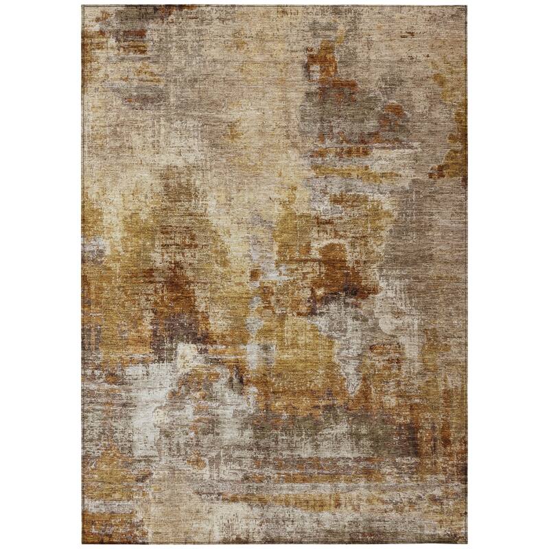 Machine Washable Indoor/ Outdoor Abstact Contemporary Chantille Rug