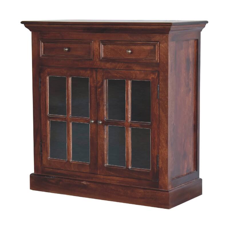 HomeRoots 35" Brown Distressed Solid Wood Accent Cabinet With Two Doors And Two Drawers