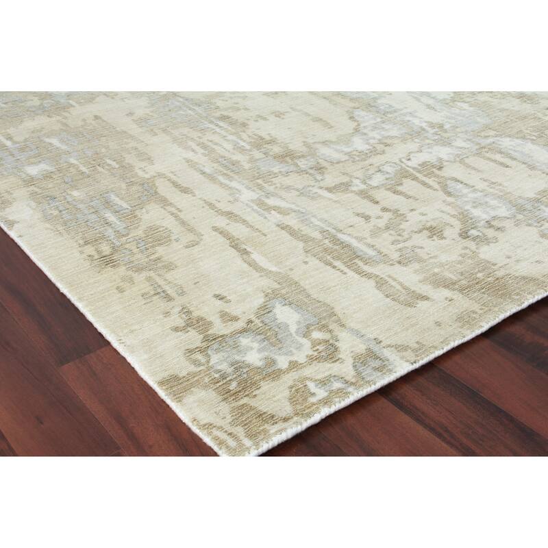EXQUISITE RUGS Murano Hand-loomed Wool/Bamboo Silk Ivory/Silver/Gold Area Rug.