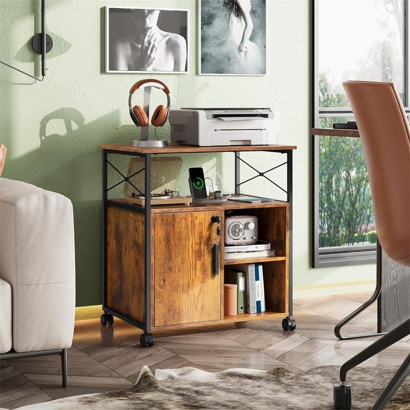 File Cabinet with Charging Station - 16.06"D x 23.62"W x 25.91"H