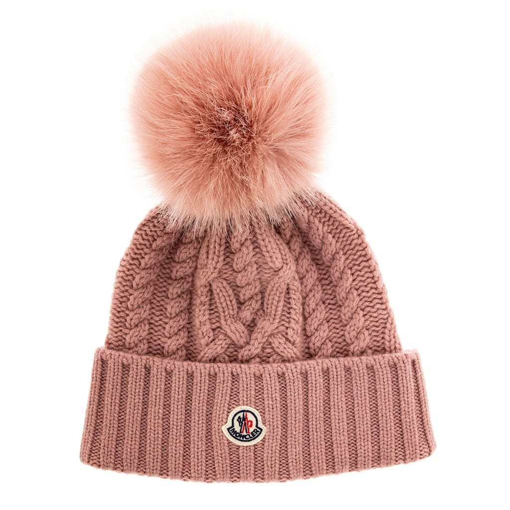 Moncler Cable Knit Beanie with Pom Pom