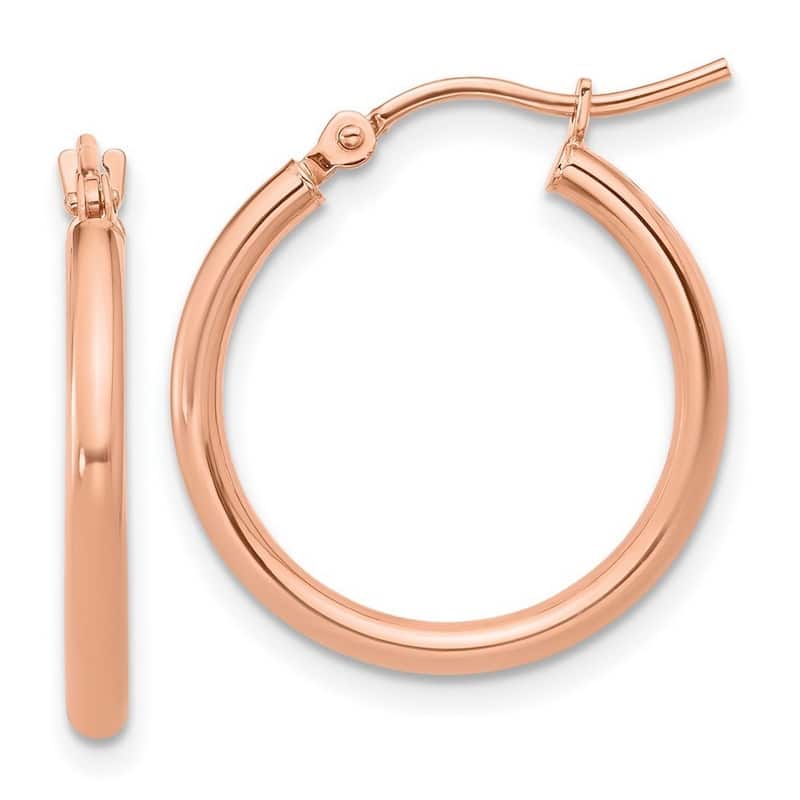 Curata 10k Yellow, White or Rose Gold 2mm Solid Polished Hoop Earrings