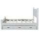 preview thumbnail 8 of 8, Farmhouse Style Queen Size Wood Panel Bed Frame Four Square Poster Bed with Three Storage Drawers, Ancient White