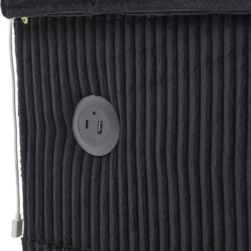 L-Shaped Sectional Sofa with Pull-Out Storage,Ottoman & Pillows 3-Seat with USB Charging,Cup Holder, Convertible Design