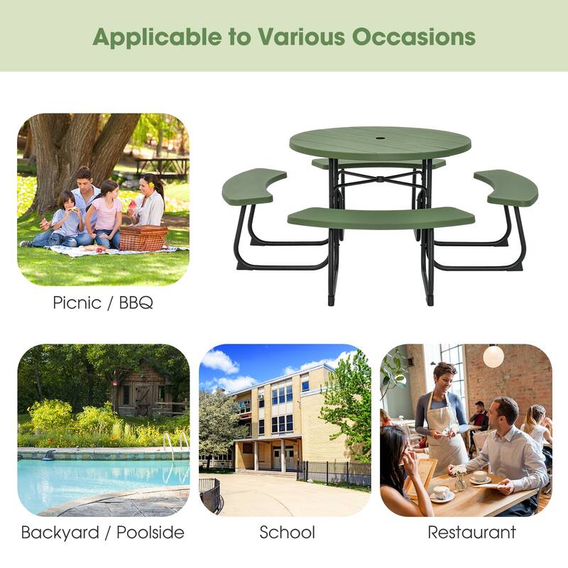 Gymax Outdoor Picnic Table Portable Picnic Table Bench w/ 4 Benches &