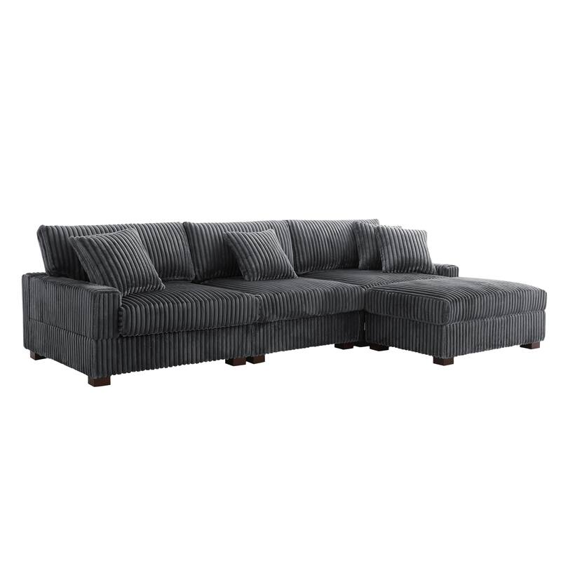 118.3" W Upholstered Sectional Modular Sofa with Ottoman