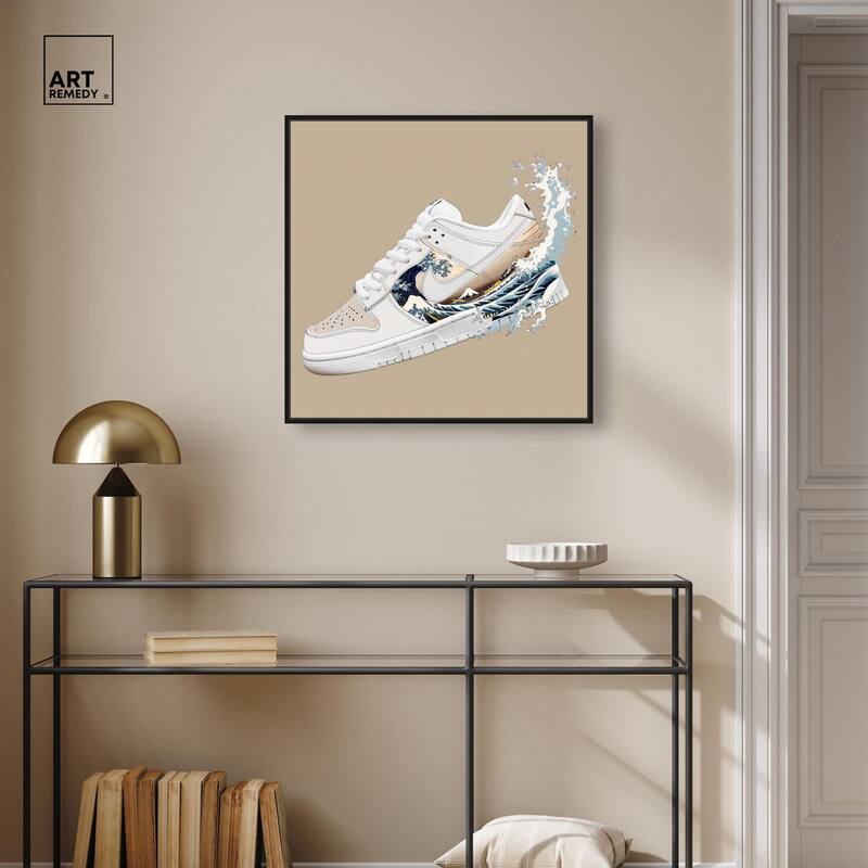 Great Wave Sneaker Splash Canvas by Art Remedy