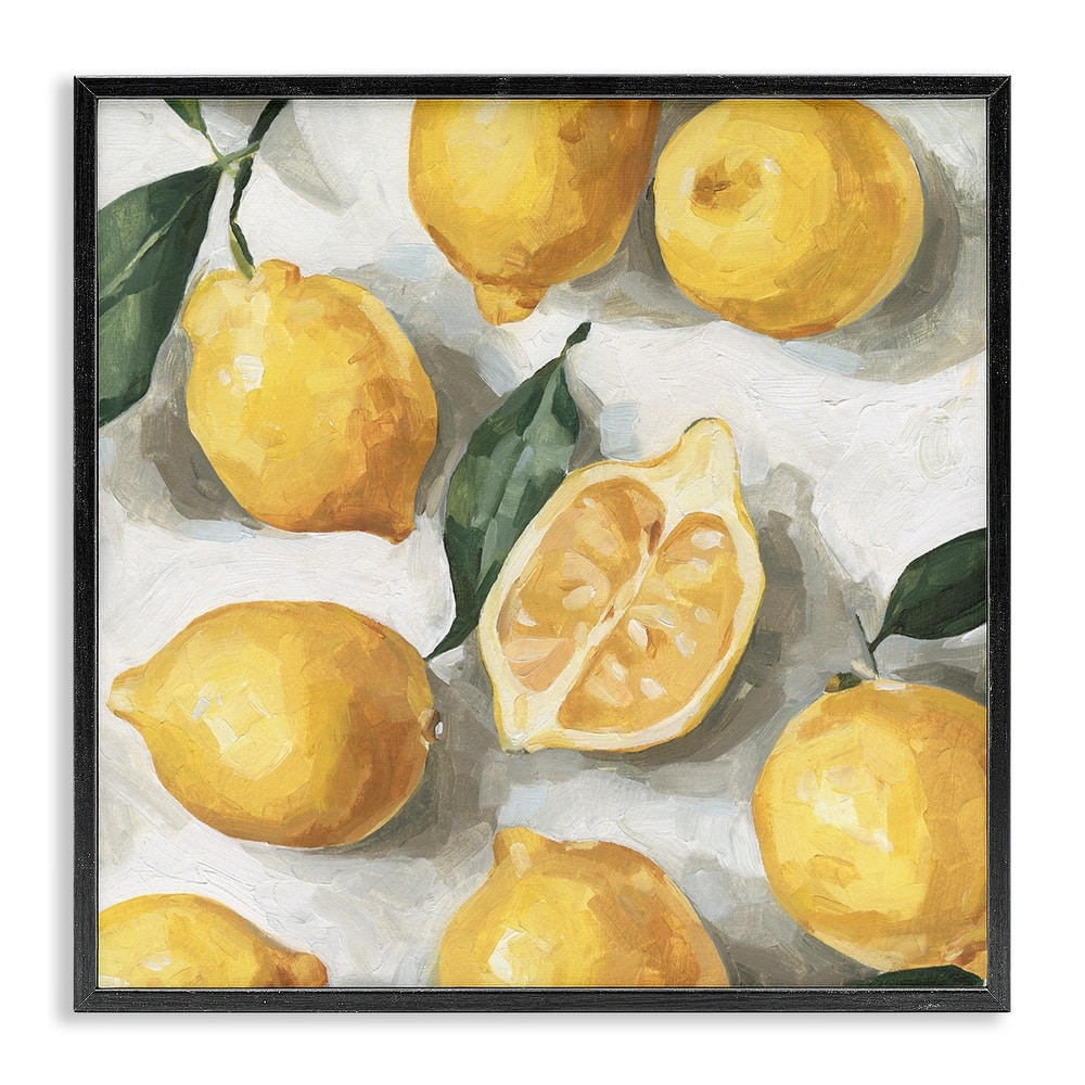 Stupell Soft Yellow Citrus Lemon Pile Over White Framed Wall Art, 12 x 12