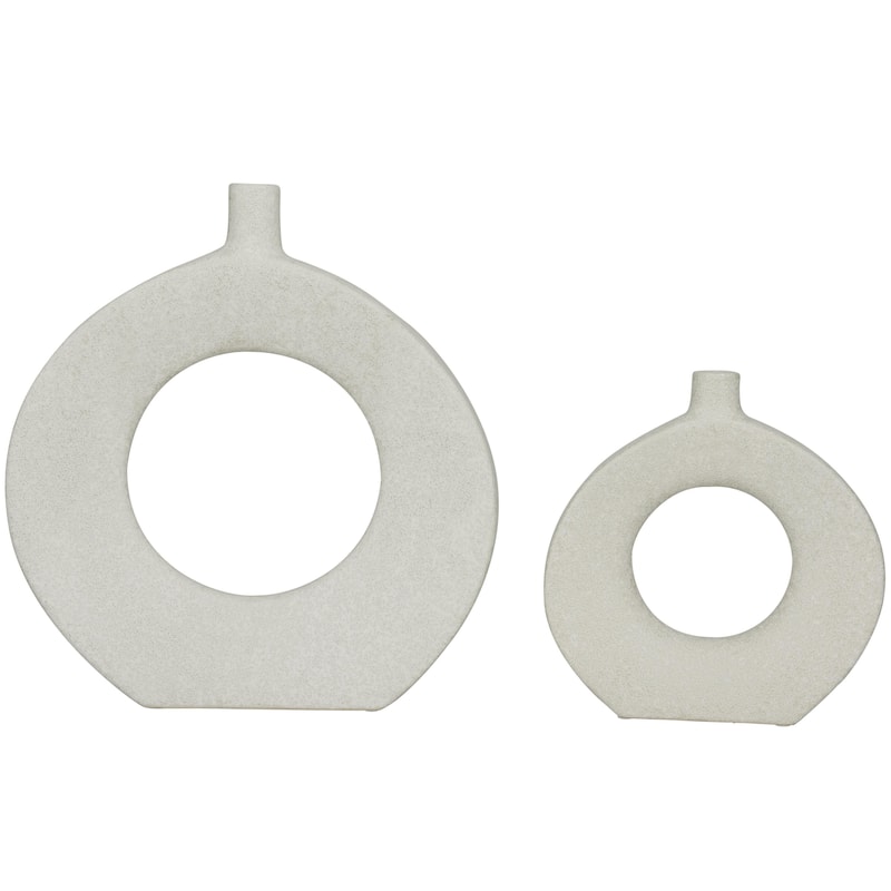 Ceramic Round Donut Shaped Decorative Vase - Set of 2 White or Black - CosmoLiving by Cosmopolitan