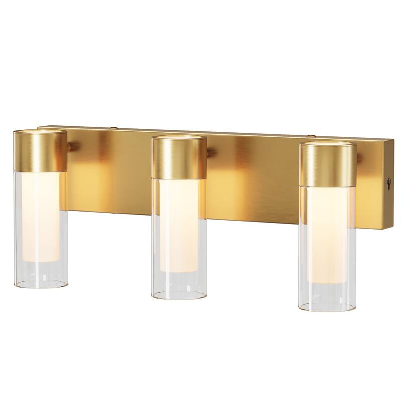 3-Light Vanity Lights Over Mirror, Wall Sconces with Clear Glass Shades for Bathroom Hallway Bedroom