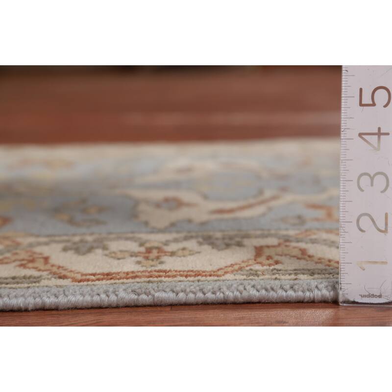 Light Blue Oushak Oriental Runner Rug Handmade Wool Carpet - 2'6" x 10'1"