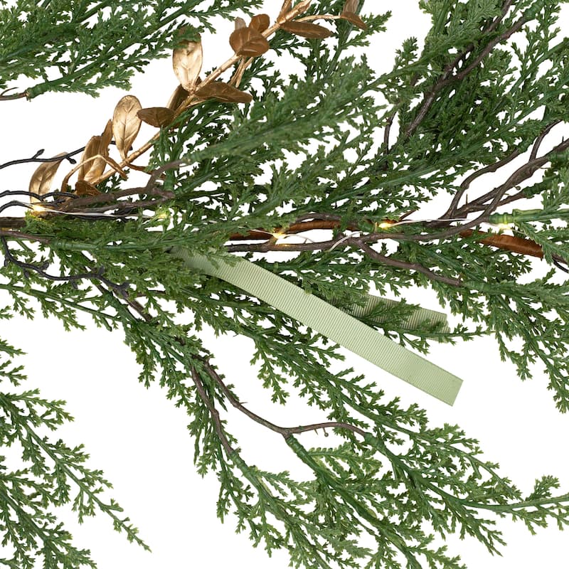 Real Touch™ Pre-Lit Cedar Pine Artificial Christmas Garland - 10' - Warm White LED