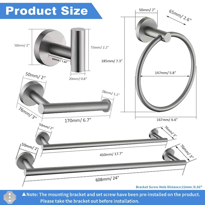Modern Bath Hardware Set Towel Holder Set in Stainless Steel