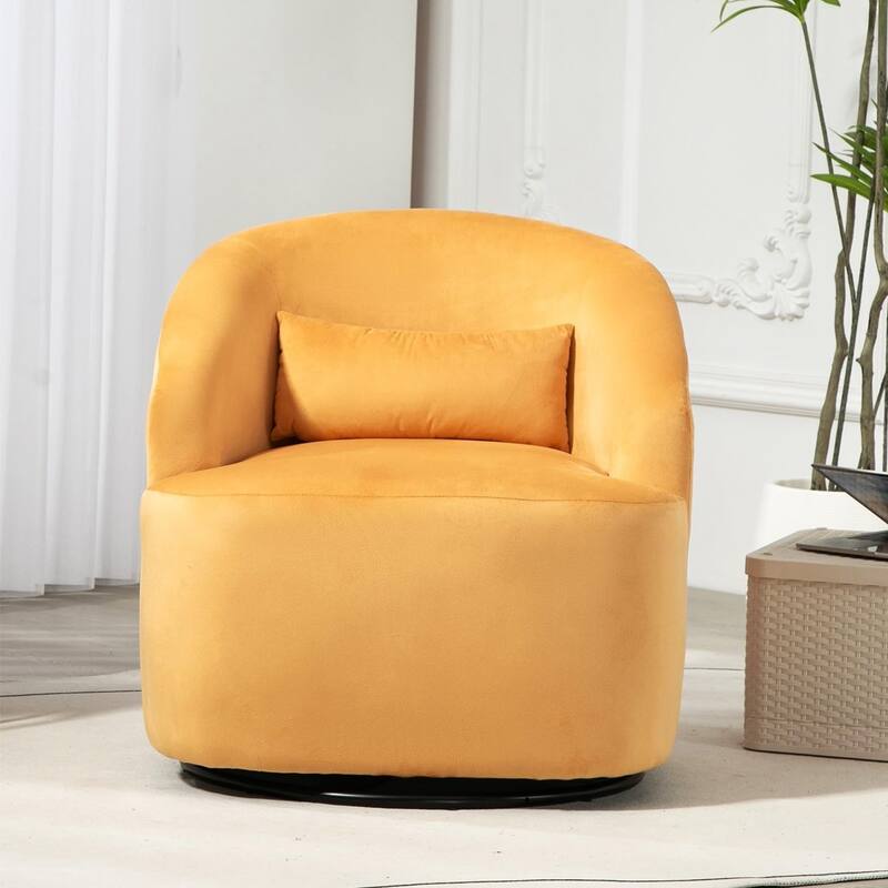 Accent Chair with Barrel-shaped Design and 360 Degree Swivel Feature