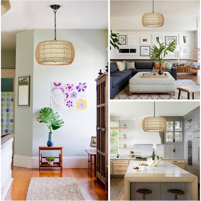 Rattan Farmhouse Chandelier Light Fixtures