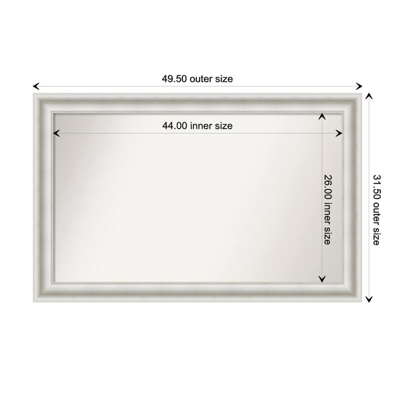 Parlor White Framed Non-Beveled Custom Wall Mirror, Bathroom Vanity Mirror - Outer Size: 49.5 x 31.5