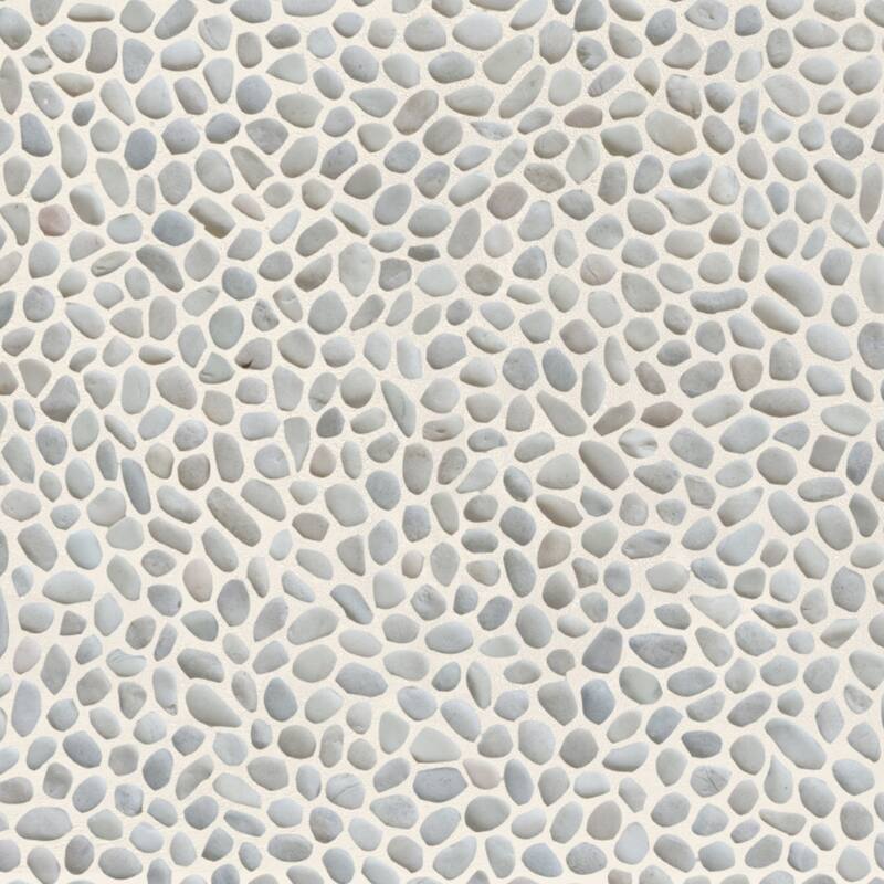 White Mini Pebble Mosaic Tumbled Stone Backsplash Tiles for Kitchen Walls, Shower Bathroom Floors 12" X 12" (11 Sqft per case)