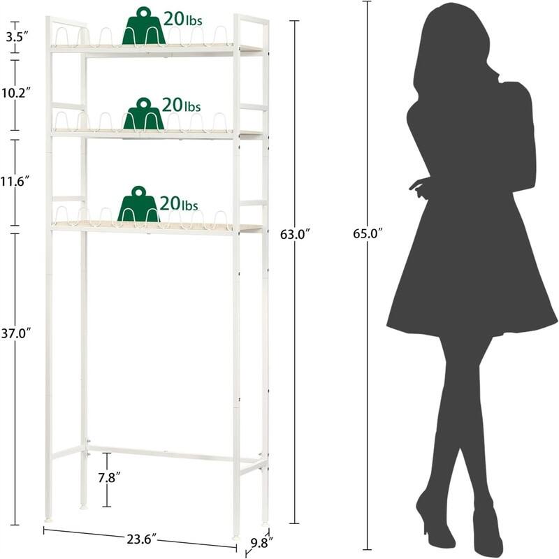 Over The Toilet Storage - 9.8"D x 23.6"W x 65"H