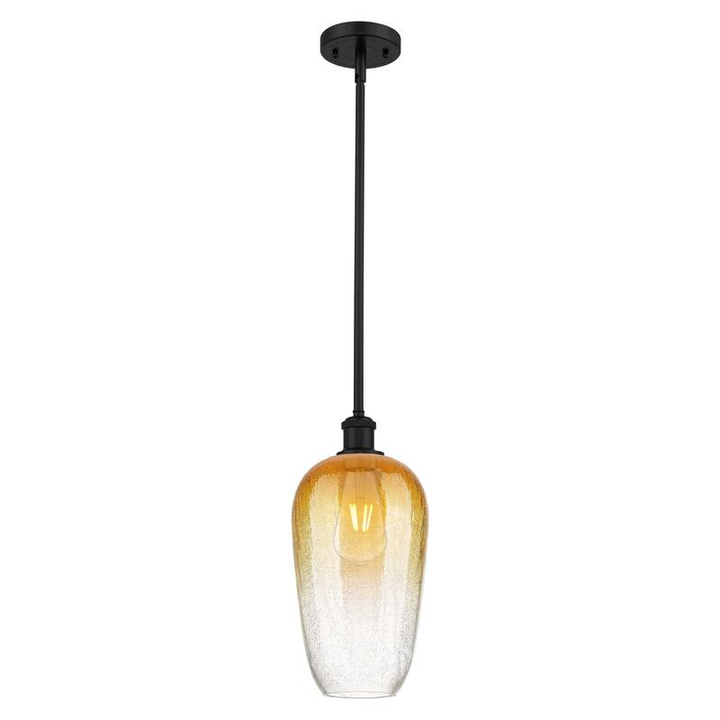 Innovations Lighting Endless Possibilities Ballston - Brookhaven Flute - 1 Light 7" Stem Hung Mini Pendant - Matte Black/Amber