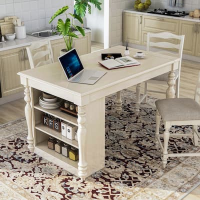 Furniture of America Reln Traditional White 62-inch Kitchen Island