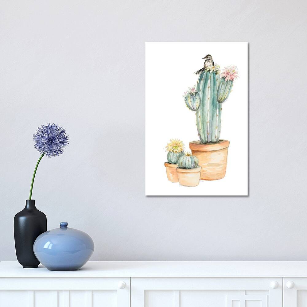 iCanvas "Bird On Flower Cactus" by Patricia Pinto Canvas Print