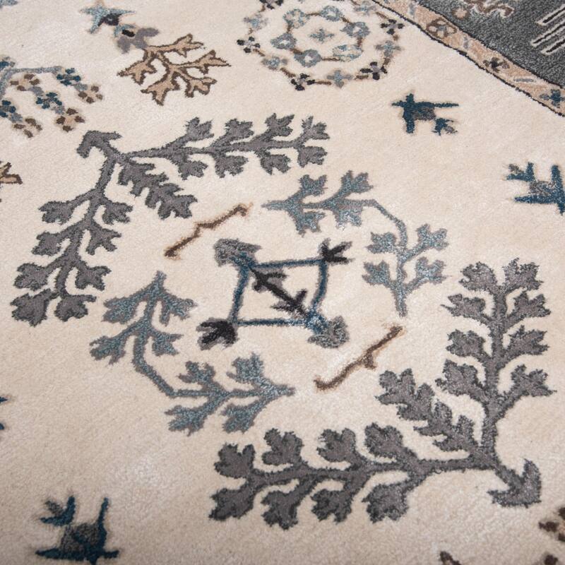 Alora Decor Cyrus Ivory Bordered Hand-Tufted Wool Rug