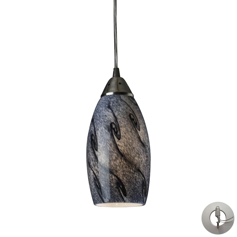 Galaxy 5-inch Wide 1-Light Pendant in Satin Nickel - 5in W x 5in D x 9in H - Grey