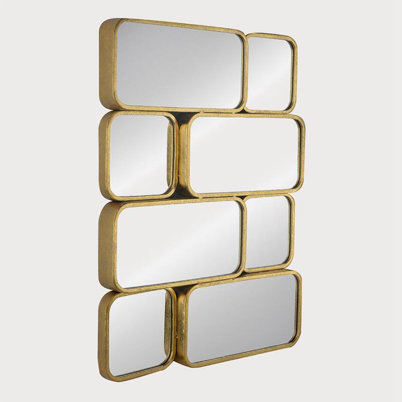 32" in Mirror with Golden Metal Framed Decorative Rectangle Mirror - Gold