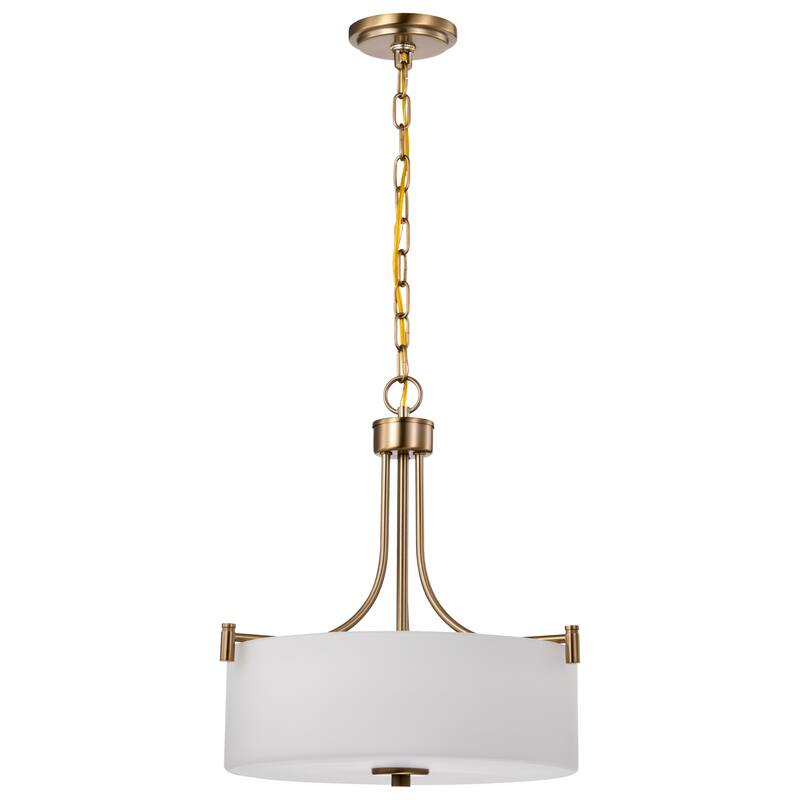 Liam 3 Light Pendant Burnished Brass White Opal Glass - Burnished Brass