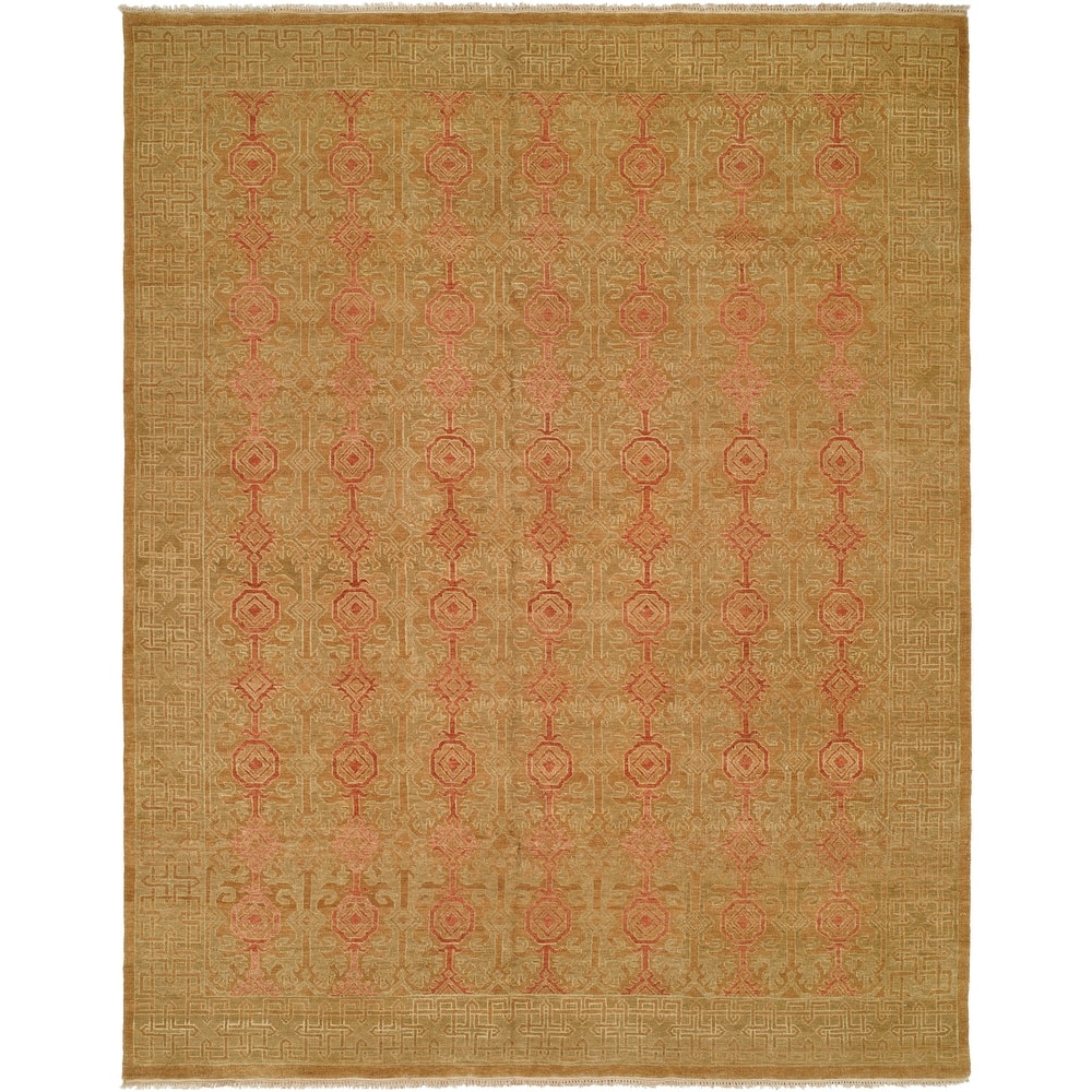 Traditional Brown Hand-Knotted Wool Area Rug