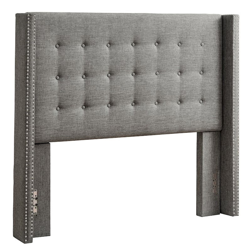 Melina Linen Tufted Wingback Headboard by iNSPIRE Q Bold - Grey - Full