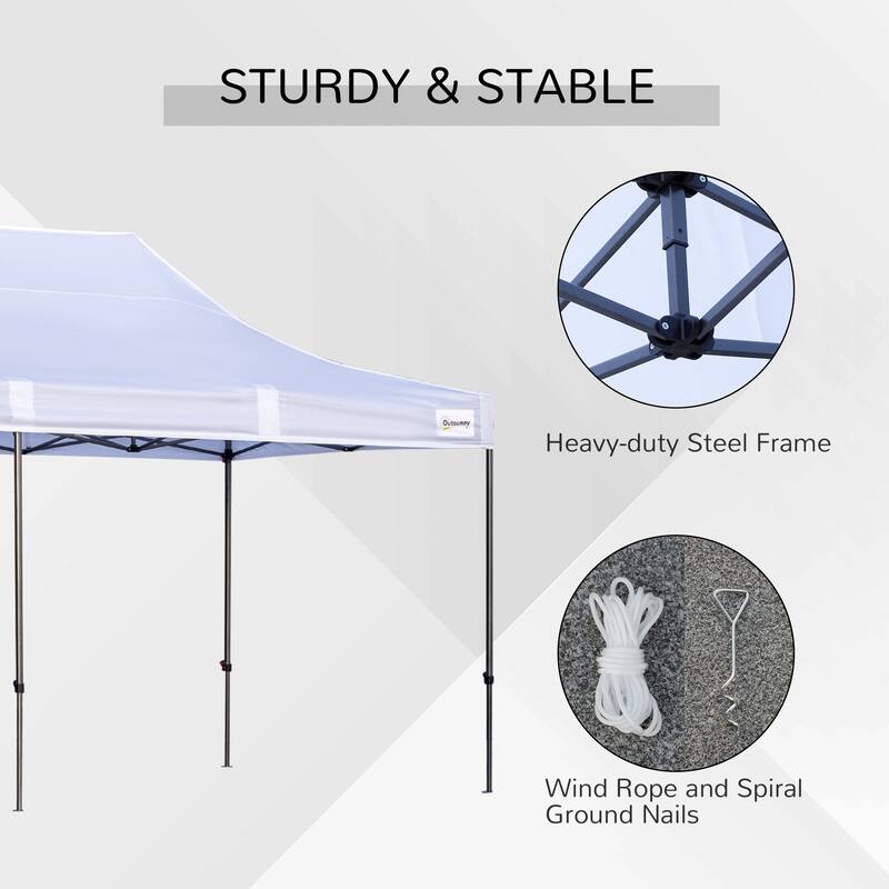 Outsunny 20' x 10' Pop Up Canopy Tent Large Outdoor Shelter with 7 Removable Zippered Sidewalls and Roller Bag