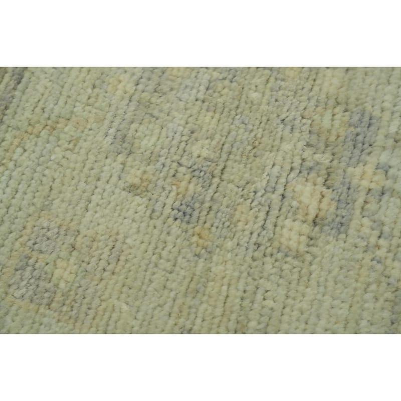 Vegetable Dye Wool Oushak Turkish Area Rug, Floral Geometric Carpet - 11' 5'' X 8' 9''