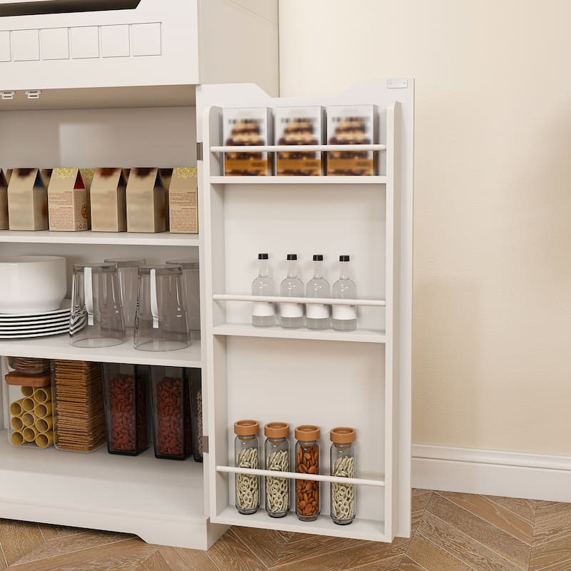 White Modern Farmhouse Buffet Cabinet with Hutch – Kitchen & Dining Room Storage Sideboard Featuring 2 Drawers.