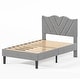 preview thumbnail 8 of 6, Twin Size Platform Bed Frame with Upholstered Headboard, Durable Metal and Wood Construction