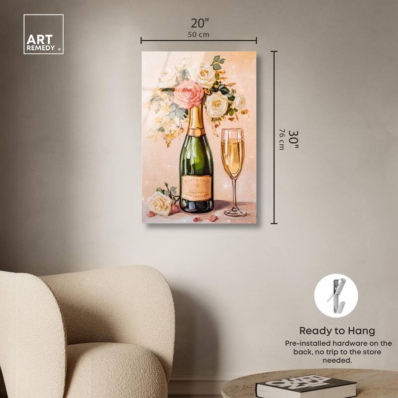 Blooming Champagne Vase Acrylic by Art Remedy, Ready to Hang