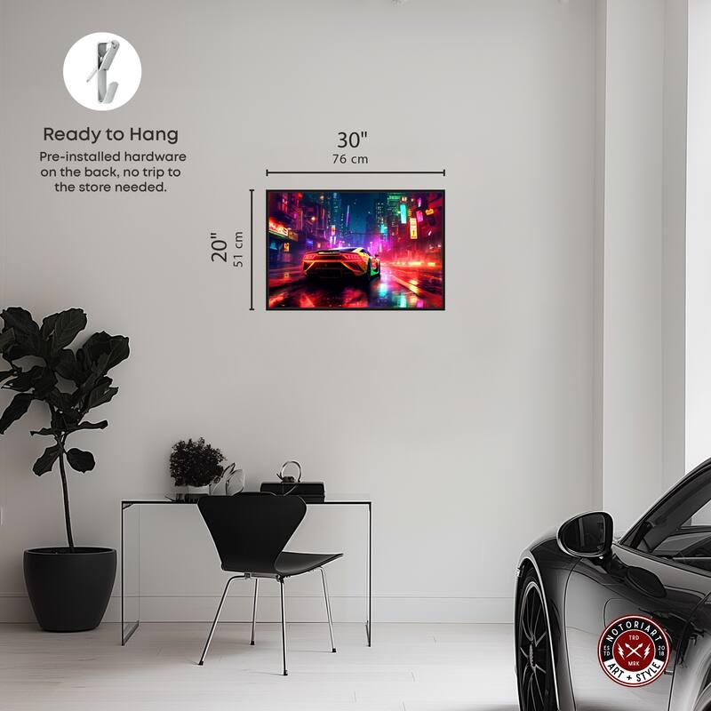 Notoriart City Night Drive Framed Car 1 Piece Canvas Wall Art