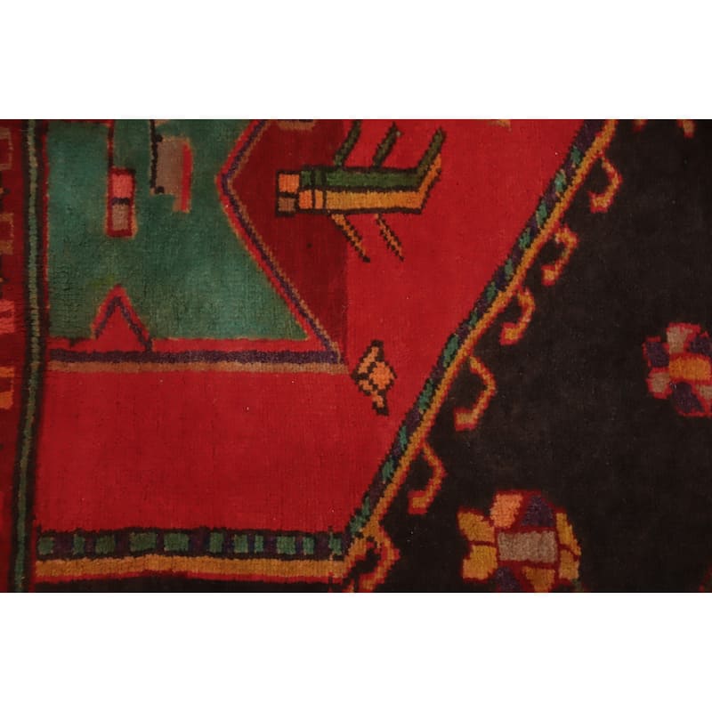 Hand Knotted Oriental 100% Wool Carpet Traditional Geometric Greys & Charcoal Ardebil Runner Rug - 9' 7'' X 4' 0''