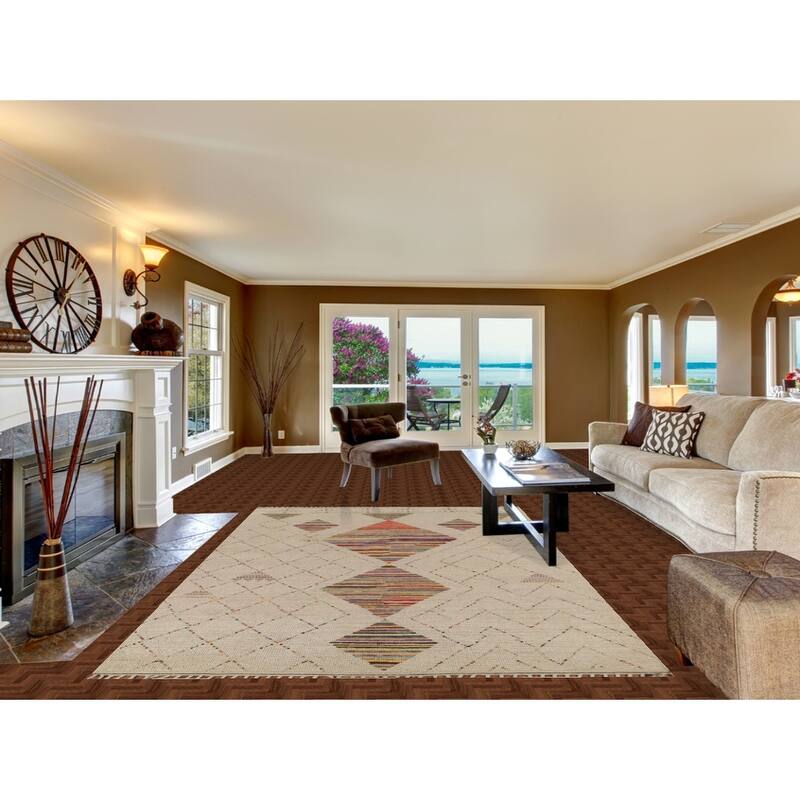 Geometric Trellis Moroccan Area Rug Handmade Wool Carpet - 6'9"x 10'5"