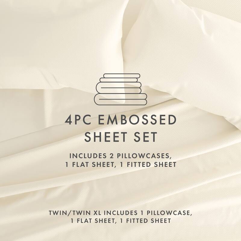 Soft Essentials Embossed Chevron Design 4-piece Deep Pocket Bed Sheet Set