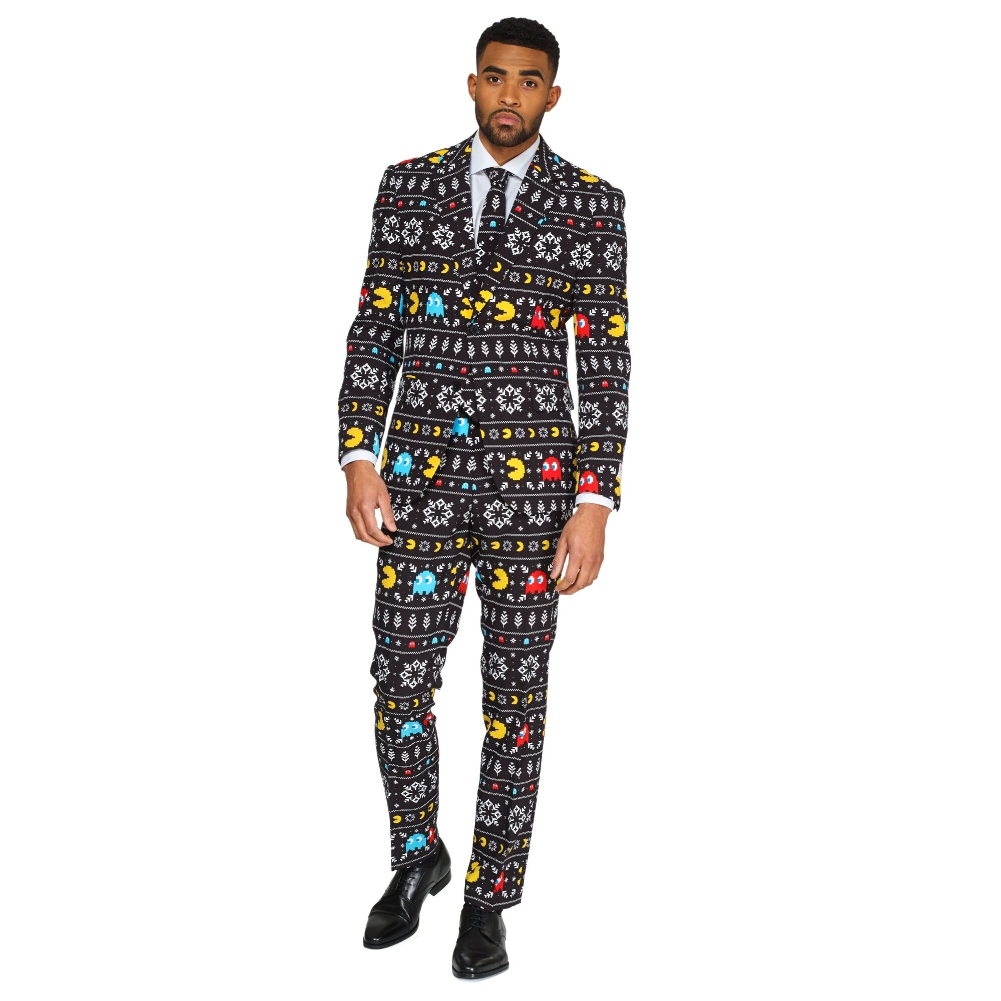 Shop White And Black Winter Pac Man Printed Men Adult Christmas