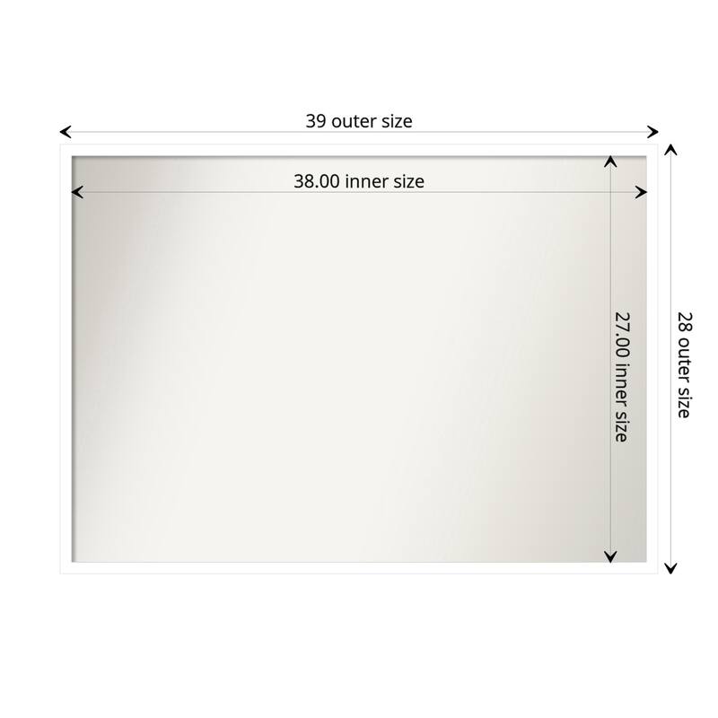 Non-Beveled Wood Bathroom Wall Mirror - Svelte White Frame - 39 x 28 in - Svelte White