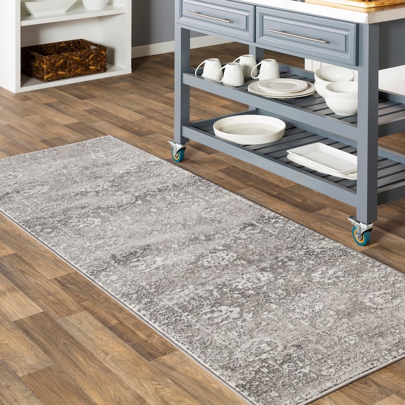 Livabliss Reimes Distressed Traditional Area Rug - Charcoal - 2'7" x 7'3" Runner