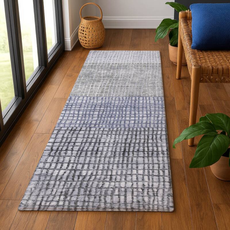Premium Washable Super Soft Modern Ombre Mayfield Rug - 2'3" x 7'6" - Denim
