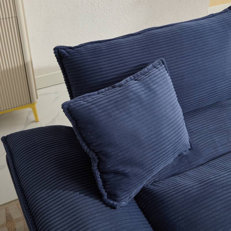 Corduroy Upholstered Loveseat Sofa, 2 Seater Sofa with Pillows, Deep Seat Sectional Sofa with Removable Cushions