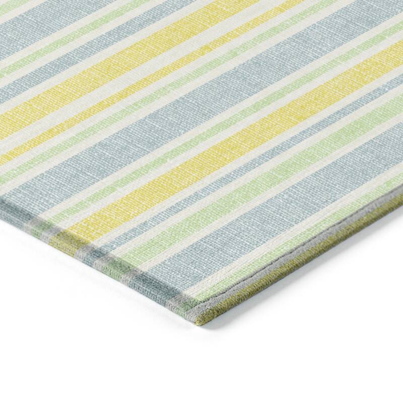 Machine Washable Indoor/ Outdoor Multi Cabana Stripe Chantille Rug