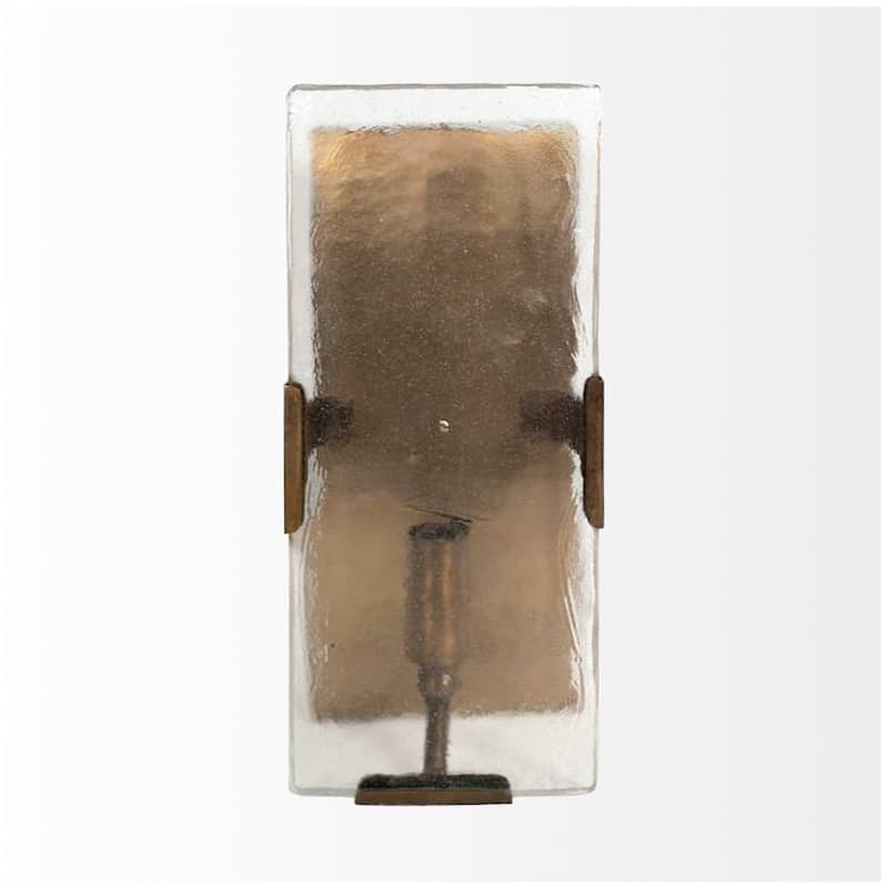 Gruber Brass Toned Metal w/ Frosted Glass Rectangular Wall Sconce