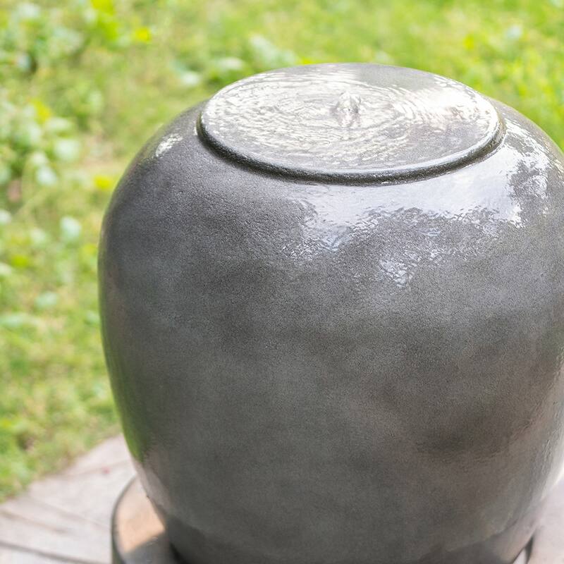 19.5x19.5x32.5" Heavy Outdoor Cement Fountain,Cute Unique Urn Design Water feature - Grey