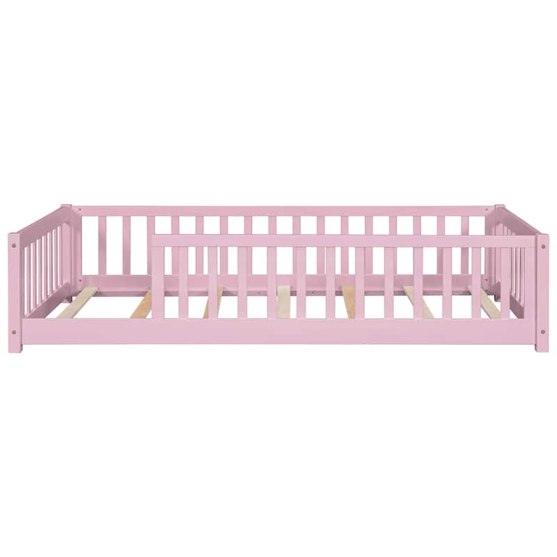 Floor Platform Bed with Fence without Door